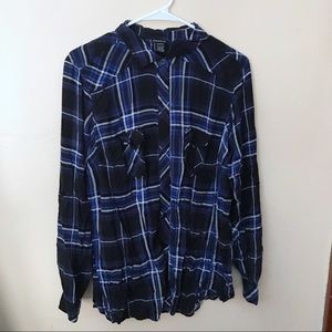 Torrid black and blue plaid shirt